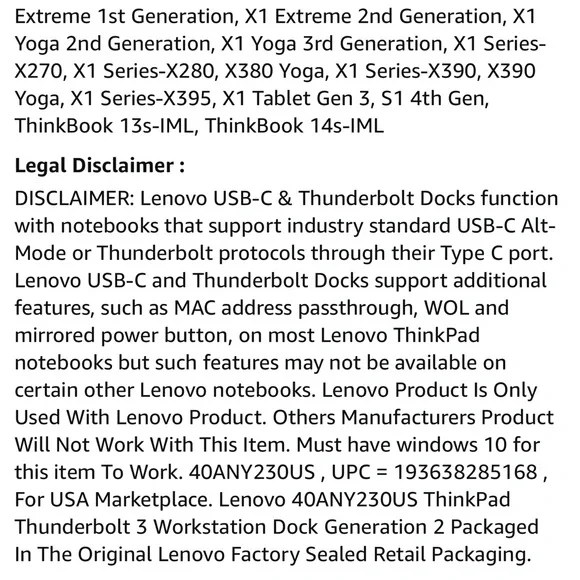 Thunderbolt 3 Workstation Dock - 170W NEW